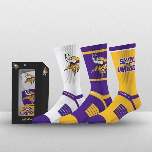 Pánské ponožky Minnesota Vikings NFL Strideline Premium Crew 3er-Pack Box