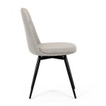 Židle jídelní, krémová látka, 360° otočný mechanismus, černý matný lak, kovové nohy