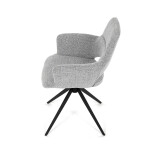 Židle jídelní, šedá látka, 360° vratný mechanismus, černý kov