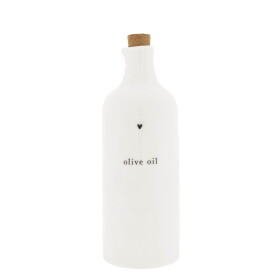 Bastion Collections Nádoba VINEGAR natural shape 700ml - Bastion Collections Keramická lahev na olivový olej Heart Black 700 ml, bílá barva, keramika