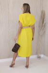 Šaty 5904 s ozdobným páskem - Žlutá UNI žlutá