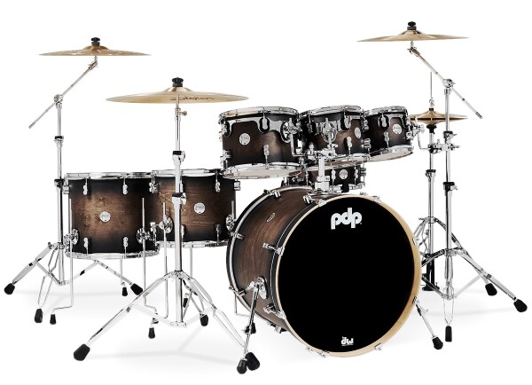 PDP Concept Maple 7 Piece Satin Charcoal Burst Laquer