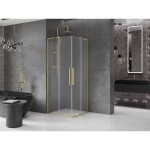 MEXEN/S - Velar L Duo sprchový kout, posuvné dveře 80 x 80, dekor, zlato kartáčovaná 871-080-080-02-33-55