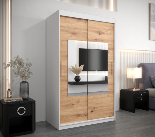 Šatní skříň Abi To Barva korpusu: Bílá, Rozměry: 120 cm, Dveře: Dub artisan