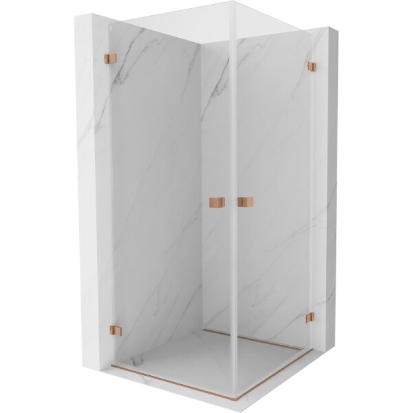 MEXEN/S - Lunar-B Duo sprchový kout dveře křídlové 90 x 90, transparent, měď kartáčovaná 832-090L-090P-65-00