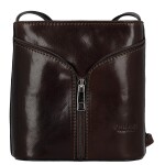 Luxusní dámská kožená crossbody kabelka Katija, tmavě hnědá