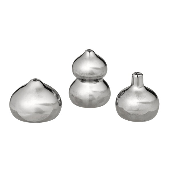 Ferm Living Kameninové mini vázičky Komo – set 3 ks, stříbrná barva, keramika