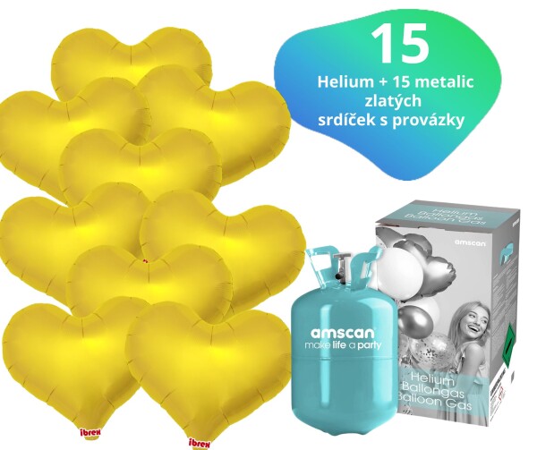 Helium set - helium a balónky IBREX srdce zlaté 15 ks - Balonky.cz Helium set - helium a balónky IBREX srdce zlaté 15 ks - Balonky.cz