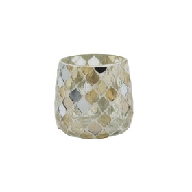 Chic Antique Skleněný svícen Mosaic 8 cm, krémová barva, sklo