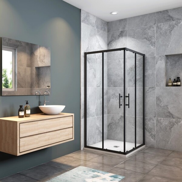 H K - Sprchový kout čtvercový, SIMPLE BLACK 100x100 L/P varianta, rohový vstup SE-SIMPLEBL10