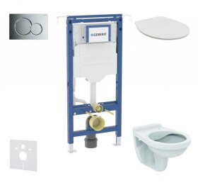 GEBERIT - Duofix Set předstěnové instalace, klozet Alpha se sedátkem, tlačítko Sigma01, lesklý chrom SANI11CD1104