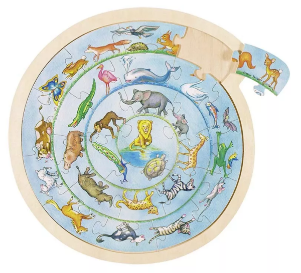 Goki Goki Kulaté puzzle na desce - zvířátka