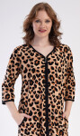 Dámské domácí šaty s tříčtvrtečním rukávem Leopard hnědá 2XL