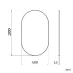 Erga Oval, oválné zrcadlo 60x100cm, černý rám, ERG-V01-OVAL-6010-BK
