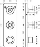 AXOR - Citterio E Termostatická baterie pod omítku, pro 2 spotřebiče, chrom 36703000