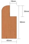 Hrana lavicová - se zubem a oblou hranou 2400x40x90mm, osika THERMOWOOD CBE24ZML
