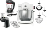 Bosch Serie 6 MUM6EW22 bílá, nerezová / Kuchyňský robot / 1600 W / 5,5 l / planetární míchání / příslušenství (MUM6EW22)