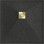 MEXEN/S - Stone+ čtvercová sprchová vanička 70 x 70, černá, mřížka zlatá 44707070-G