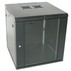XtendLan 18U 600x600 / Nástěnný rozvaděč / jednodílný, rozložený / skleněné dveře (WS-18U-66-BL-U-P)