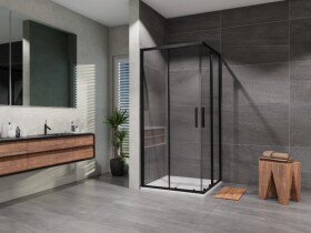 Lansanit Sprchový kout Vati CR 900x900, černý/čiré sklo LAN01010