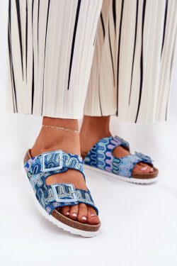 Dámské Pantofle S Přezkami A Leskem S.Barski RB51-006 Modré 39