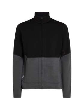 ICEBREAKER Mens 400 RealFleece Descender LS Zip, Black/Obsidian/Cb (vzorek) velikost: M