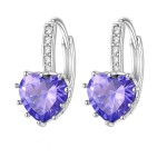 Náušnice Swarovski Elements Elizabeth - fialové srdíčko, Fialová