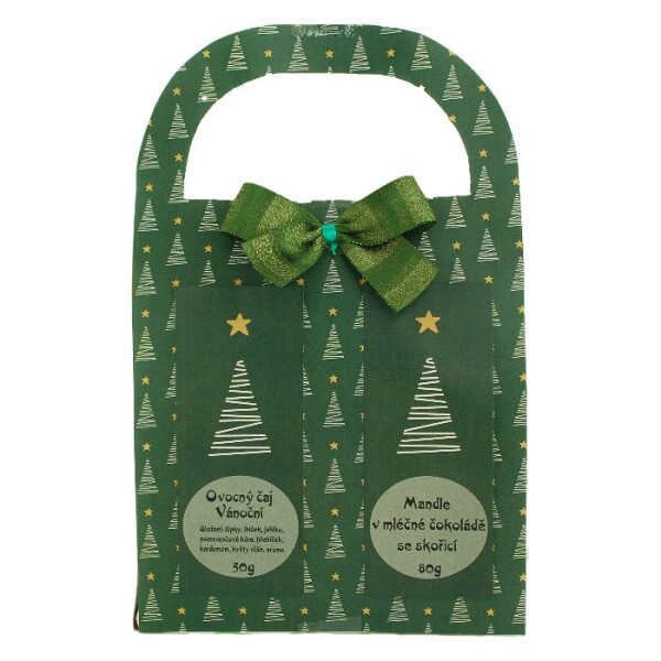 Dárková taška Stromeček zelený s čajem a mandlemi