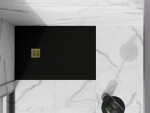 MEXEN/S - Stone+ obdélníková sprchová vanička 130 x 90, černá, mřížka zlatá 44709013-G