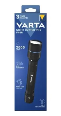 Varta Aluminium Pro F20R černá / Svítilna / LED / 2000 lm / IP67 / powerbanka / USB nabíjení (18920101111)