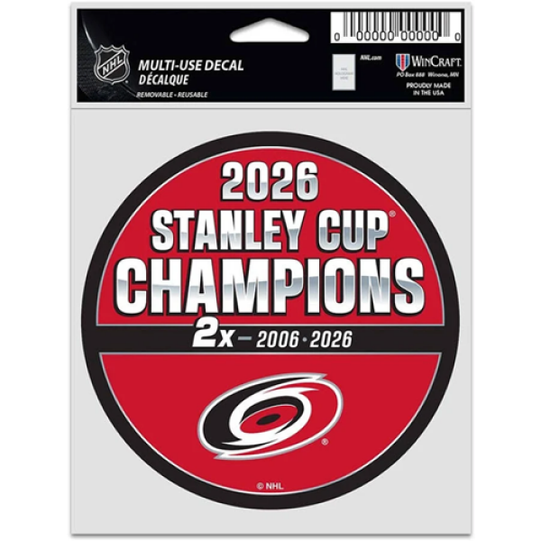 Wincraft Samolepka Carolina Hurricanes NHL 2026 Stanley Cup Champions Multi Use Decal% 1 ks