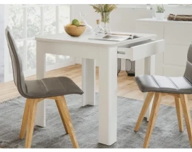 Jídelní stůl se šuplíkem Sandvika 80x80 cm, bílý