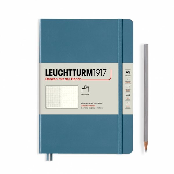 Zápisník Stone Blue, Softcover, Medium, 123 p., A5, tečkovaný