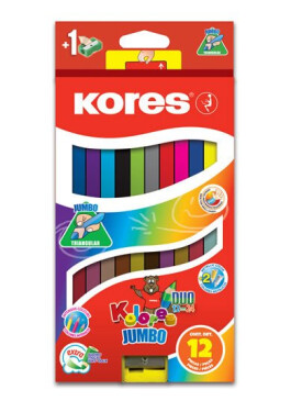 Kores Jumbo DUO trojhranné pastelky ořezávátkem 12 barev
