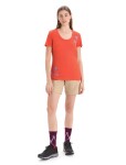 Dámské merino triko krátký rukáv ICEBREAKER Wmns Tech Lite II SS Scoop Tee Swarming Shapes, Vibrant Earth velikost: XS