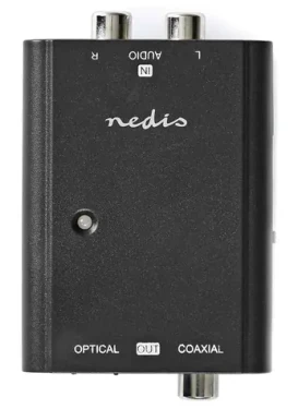 Nedis převodník analogového audia na digitální černý / Audio převodník / 2x RCA - RCA + Toslink (ACON2508BK)