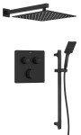 SAPHO - SMART SELECT podomítkový sprchový set s termostatickou baterií, 2 výstupy, posuvný držák sprchy, černá mat RP042B-02