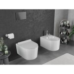MEXEN/S - Sofia Závěsná WC mísa Rimless Tornado včetně sedátka s slow slim, duroplast, bílá lesk 30540100T