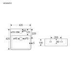 Mereo Umyvadlo na desku i zavěšení s přepadem, 420x425x130 mm, keramické - pro zaslání na paletě UC424212
