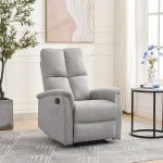 Relaxační křeslo, manuální ovládání, světle šedá látka