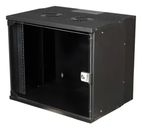 Equip ECO černá / Nástěnná skříň / 19" / 9U / skleněné dveře / 540 x 400 mm (EWM-09-5440-B)