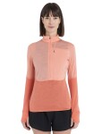 ICEBREAKER Wmns Merino 200 Realfleece™ Descender LS Half Zip, Glow/Tang/Cb (vzorek) velikost: S