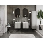 MEXEN/S - Rivel koupelnová skříňka 50 cm s umyvadlem Vela, 1 šuplík, reliéf , šedá mat/bílá mat 91A20-05047-1-BF62-W23M01