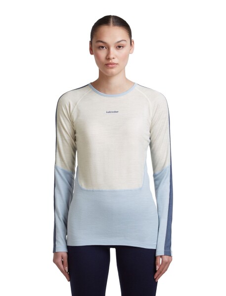 Dámské merino triko dlouhý rukáv ICEBREAKER Wmns Merino 200 Oasis+ LS Crewe, Zincblu/Ecru Heather/Dawn/Cb velikost: S