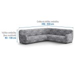Bielastické potahy MARMO šedé rohová sedačka (š. 350 - 530 cm)