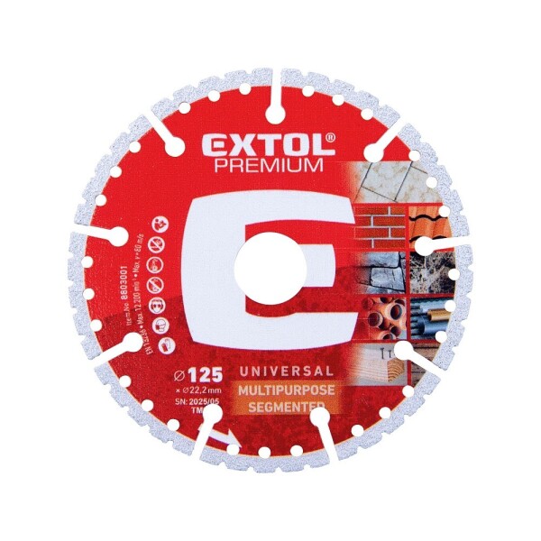 Kotouč řezný diamantový O 125 x22,2 MULTI univerzální Extol