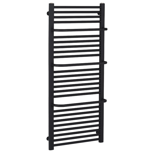 CERANO - Koupelnový radiátor Antonio - integrované držáky na ručníky - boční připojení - 655W - černá matná - 1180x550 mm LIV-WD-26-55