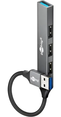 Goobay 74456 světle šedá / USB hub / 4 porty USB-A / 5 Gb/s (74456)
