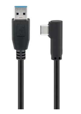MicroConnect kabel USB-C 90° úhel (M) - USB3.0 A (M) 0.5m černá / 5000Mbit/s (USB3.1CA05A)