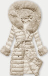 Dámský péřový kabát v perleťové barvě se zapínáním na knoflíky (5M3160/1-281) odstíny bílé M (38)